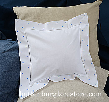 Square Pillow. French Blue color Swiss style Polka dot.12 SQ.
